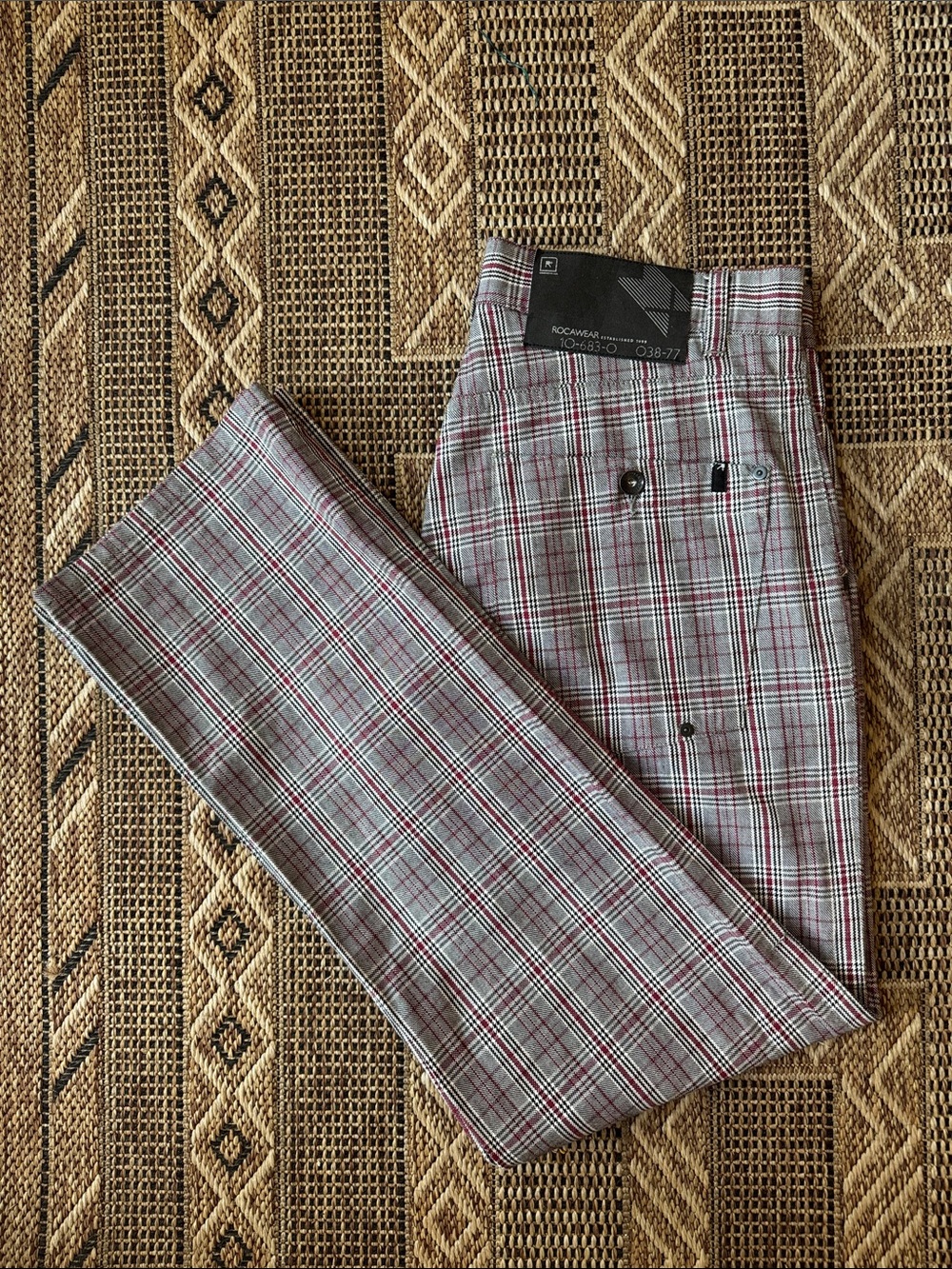 ROCAWEAR Mens Cotton Wool Blend Classic Fit Plaid Pants Size 34